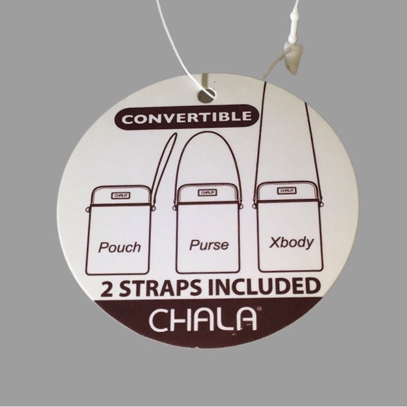 NWT CHALA Fat Cat Mini Crossbody Bag w/2 Straps, Vegan Leather, Stripes, Black - Picture 2 of 15